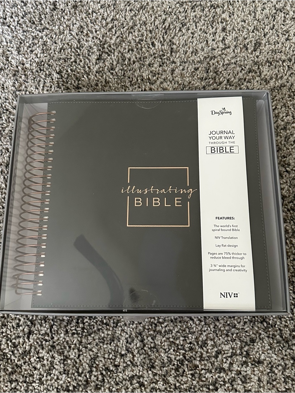 DaySpring Illustrating Bible NIV Dark Grey Spiral Bound Journaling Bible